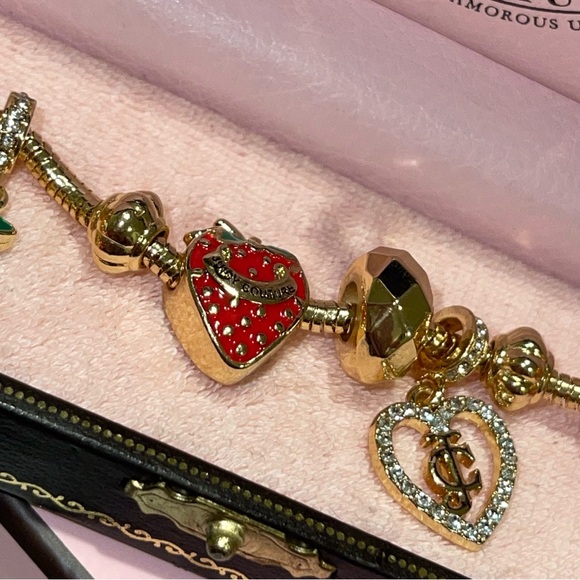 Juicy Couture Gold Bracelet with Heart and Cherry Charms - Picture 9 of 11